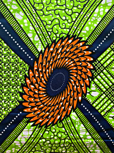 Green/Orange Ankara Print Head Wrap