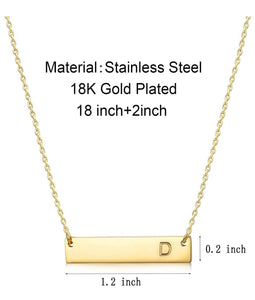 18K Initial Gold Bar Necklace