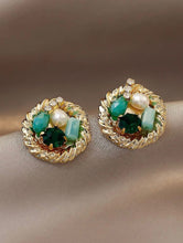 Load image into Gallery viewer, Glam Emerald Stud Earrings
