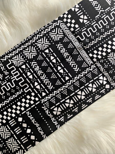 New! Black/White Ankara Print Head Wrap or Edge Scarf