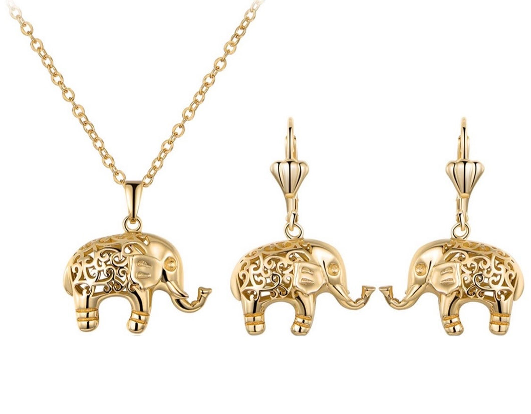 18K Elephant Necklace Set